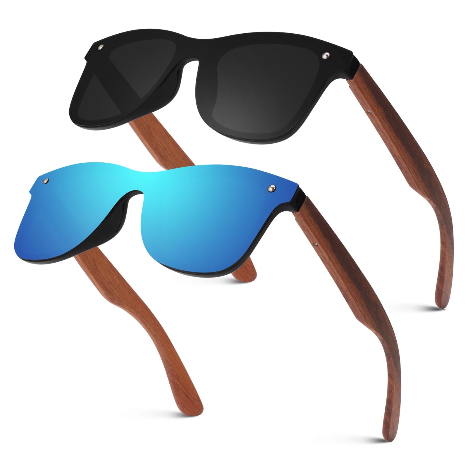 Walnut Wood Sunglasses with Dark Grey Polarized Lenses Bamboo