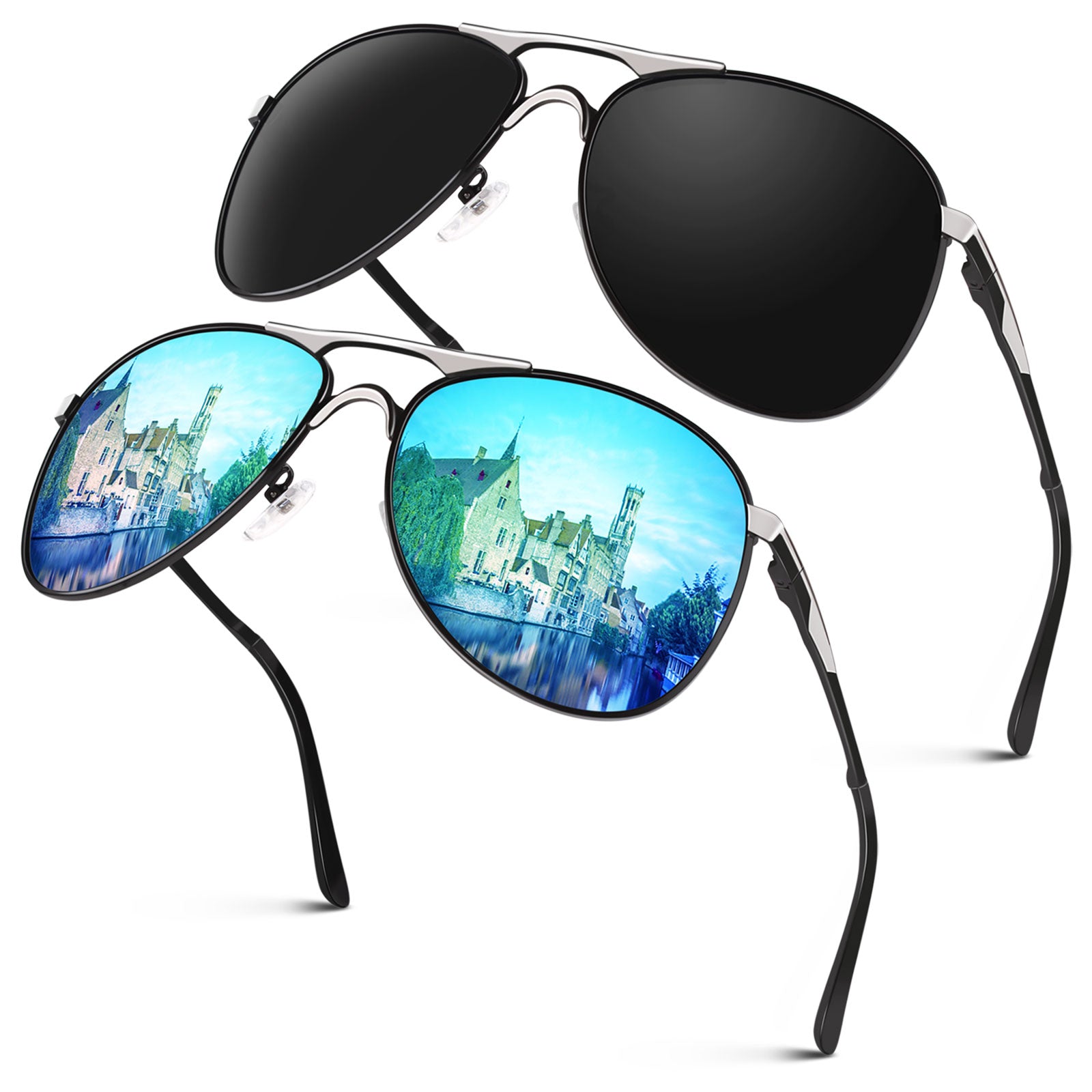 Classic Polarized Aviator Sunglasses with Metallic Alloy Frame J+S Premium Military Style Classic Aviator Sunglasses  main image 4