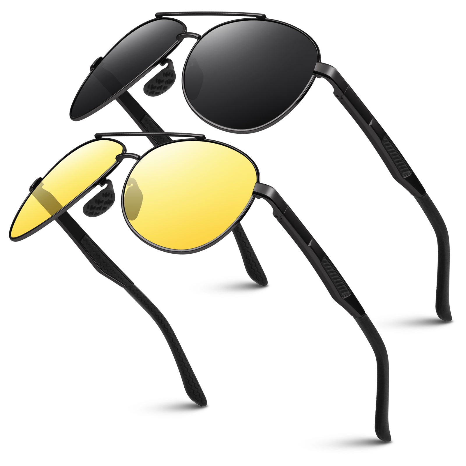 Classic Mens Night Glasses Driving Anti Glare Yellow Sunglasses