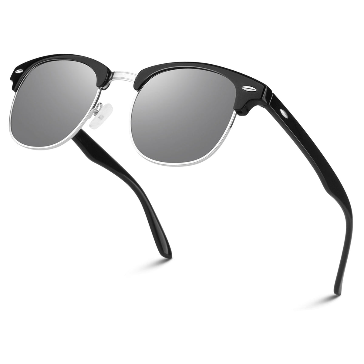 #Color_Glossy Black Frame Silver Rimmed/ Silver Lens