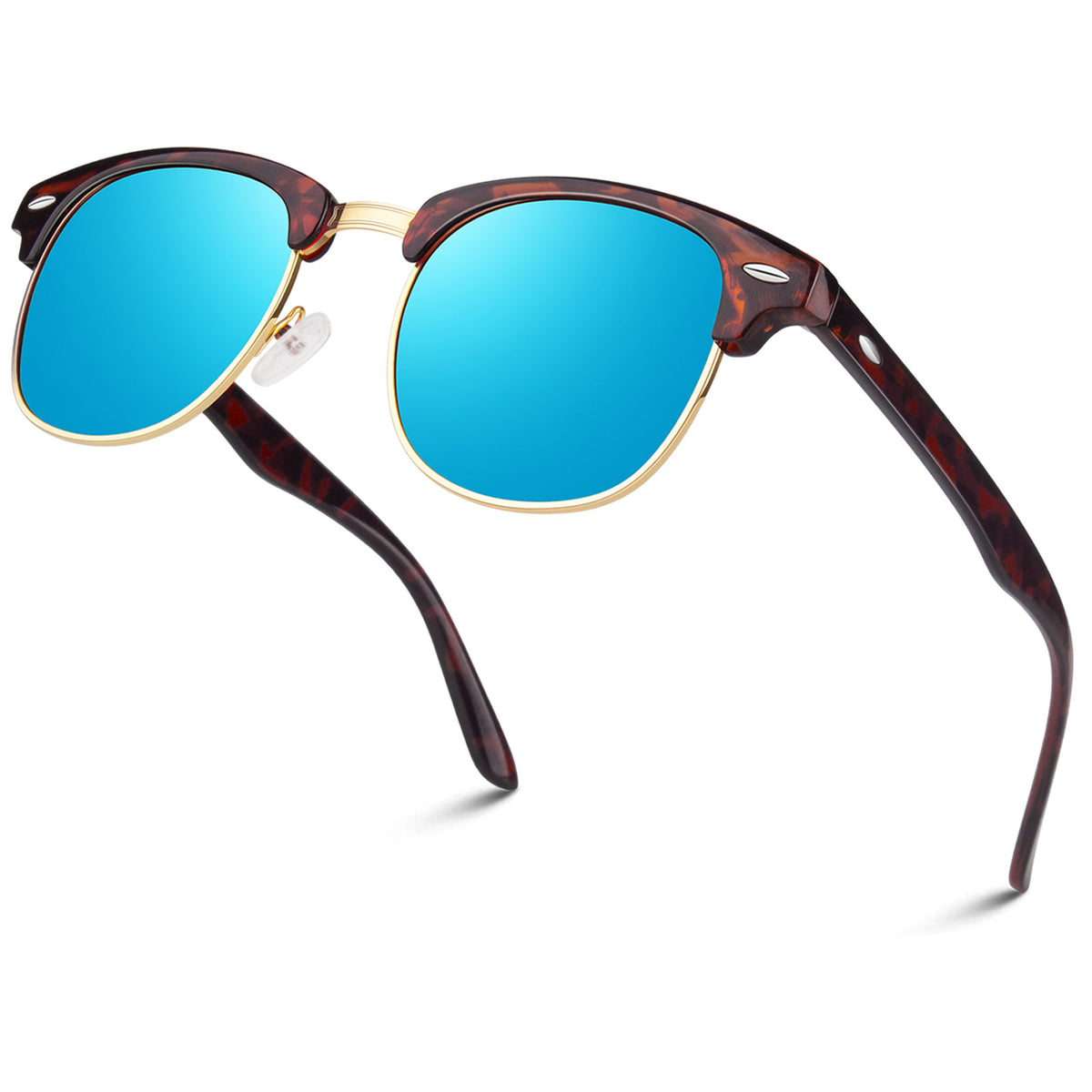 #Color_Tortoise Frame Silver Rimmed/Blue Lens