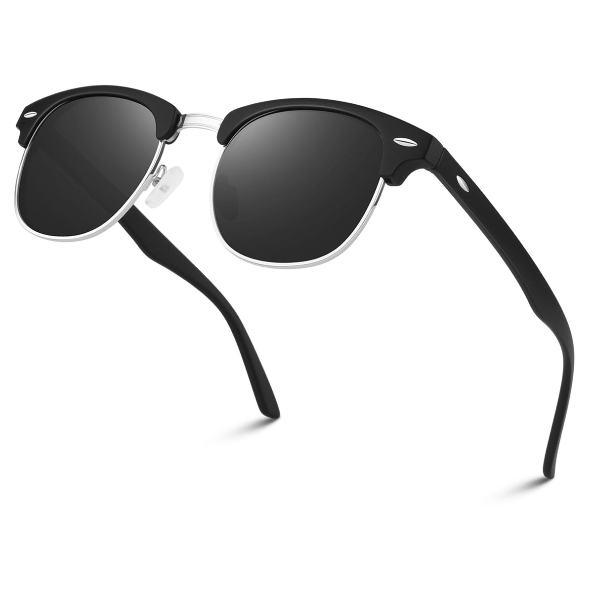 #Color_Matte Black Frame Silver Rimmed/ Gray Lens