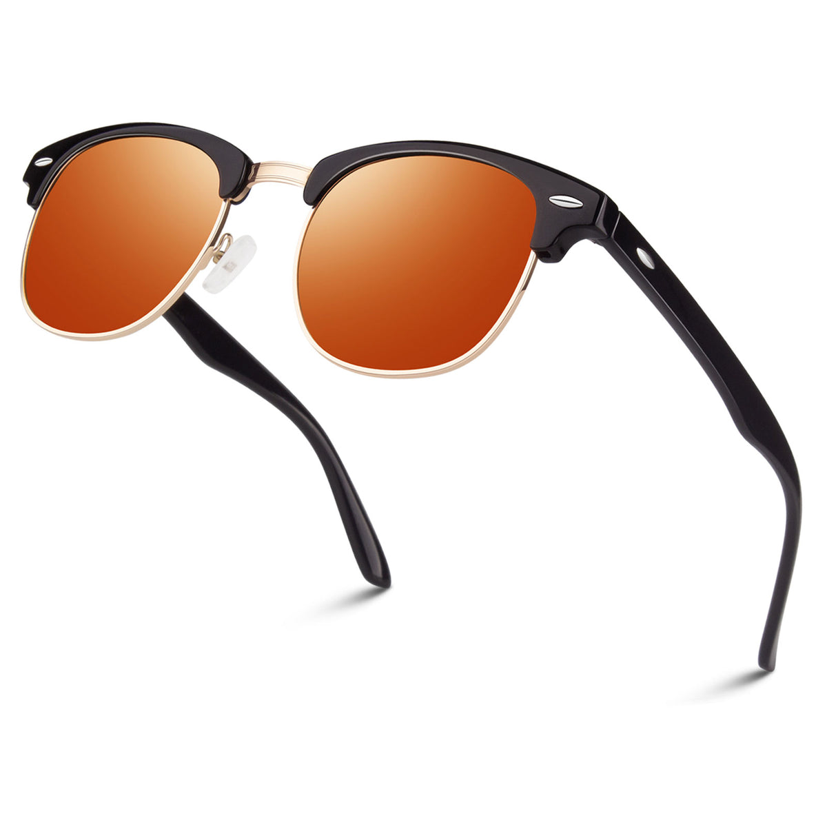 #Color_Glossy Black Frame Gold Rimmed/ Orange Lens