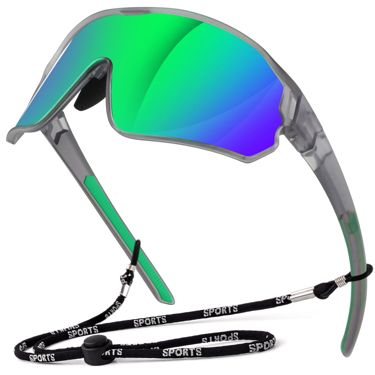 #Color_Clear Grey Frame/Green Lens