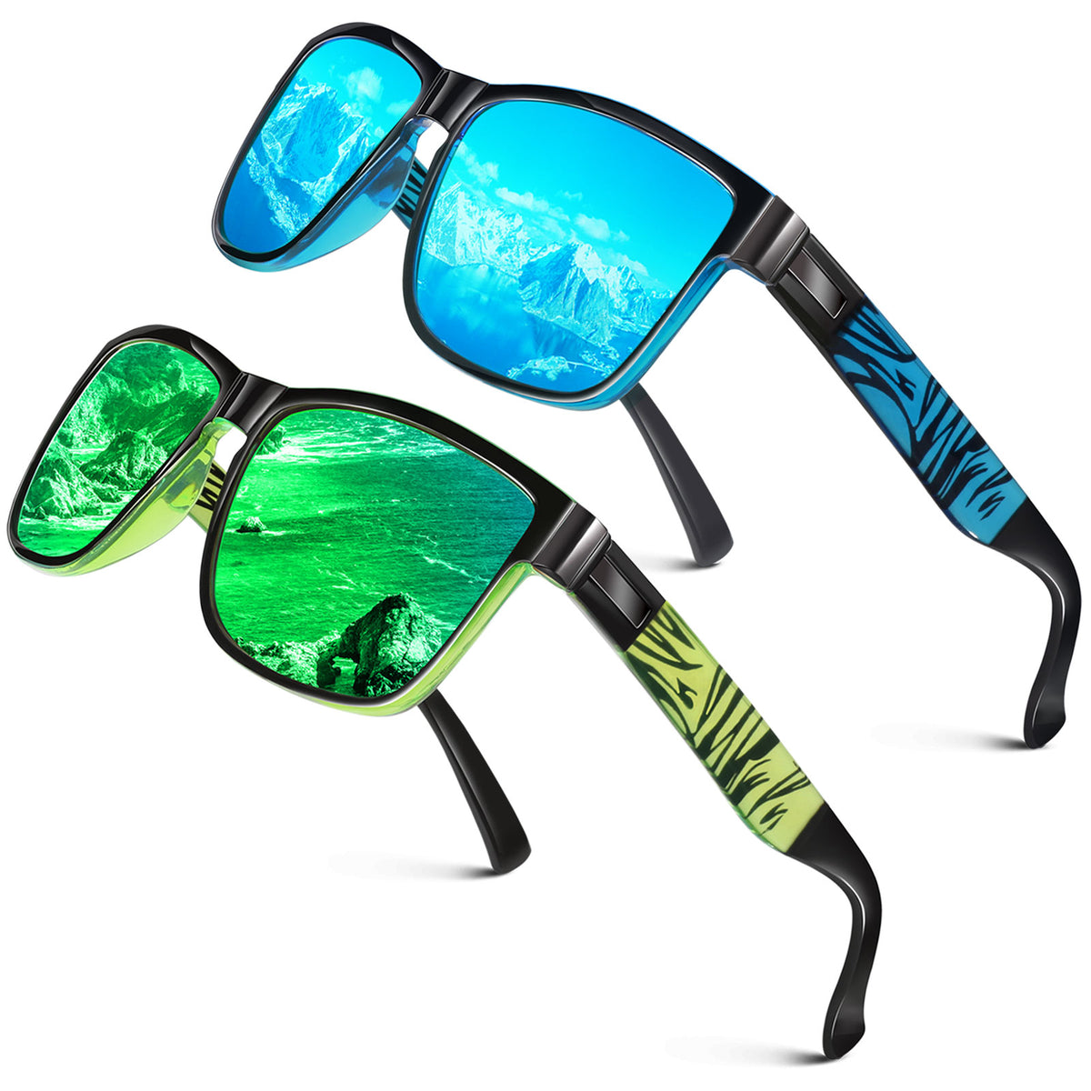 #Color_Black & Blue Frame/Ice Blue Lens+Black & Green Frame/Green Lens