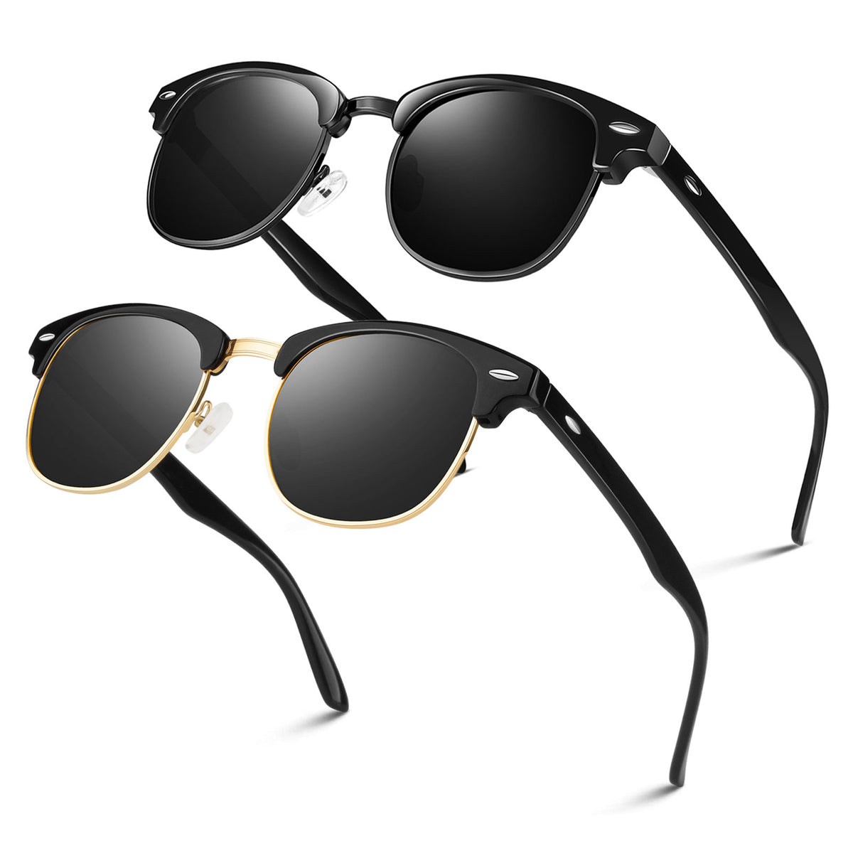 Classic Polarized Sunglasses for Men and Women Retro Style Semi Rimless Frame Joopin Semi Rimless Sunglasses Vintage Half Frame Sun  main image 2