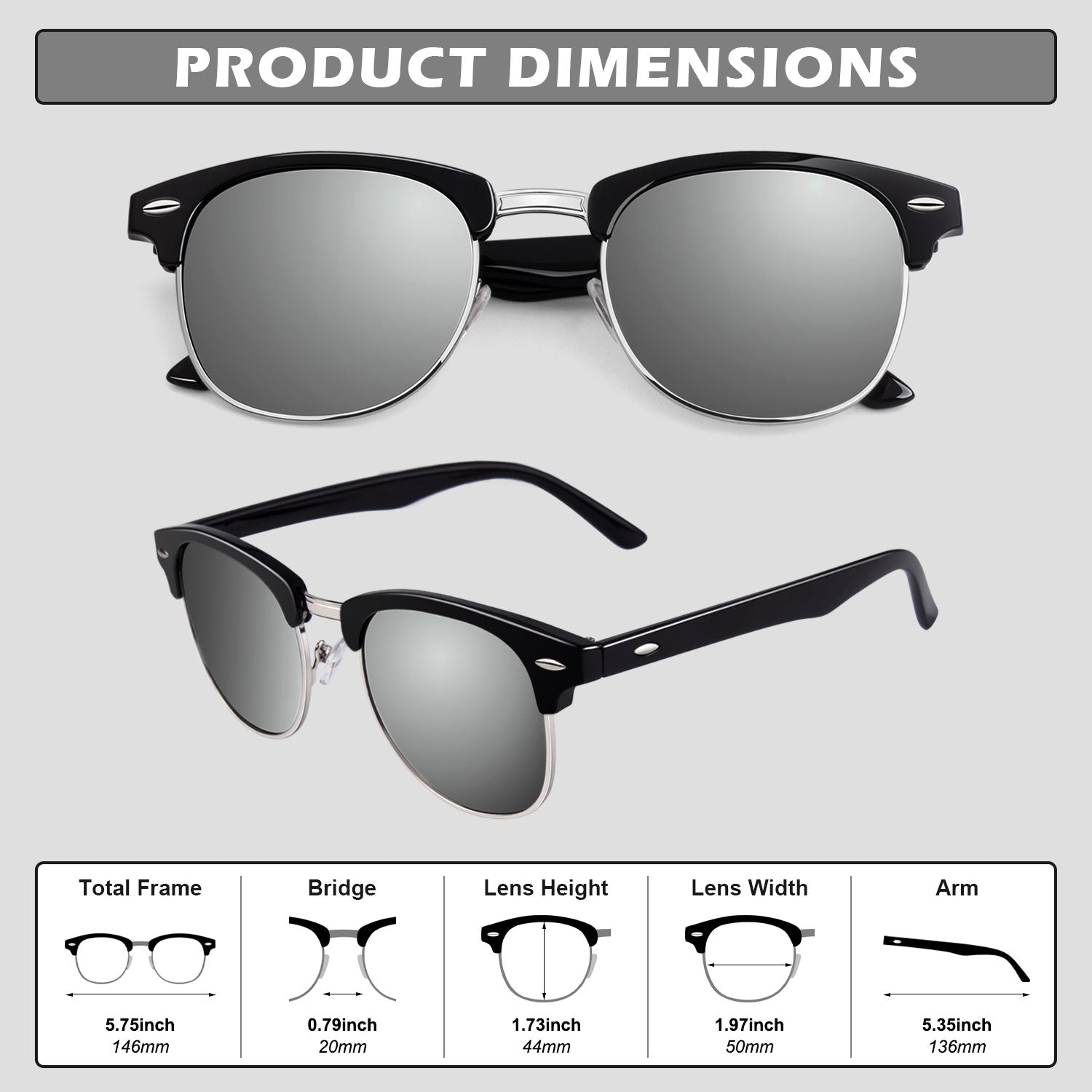 Retro Semi-Rimless Polarized Sunglasses MJ56