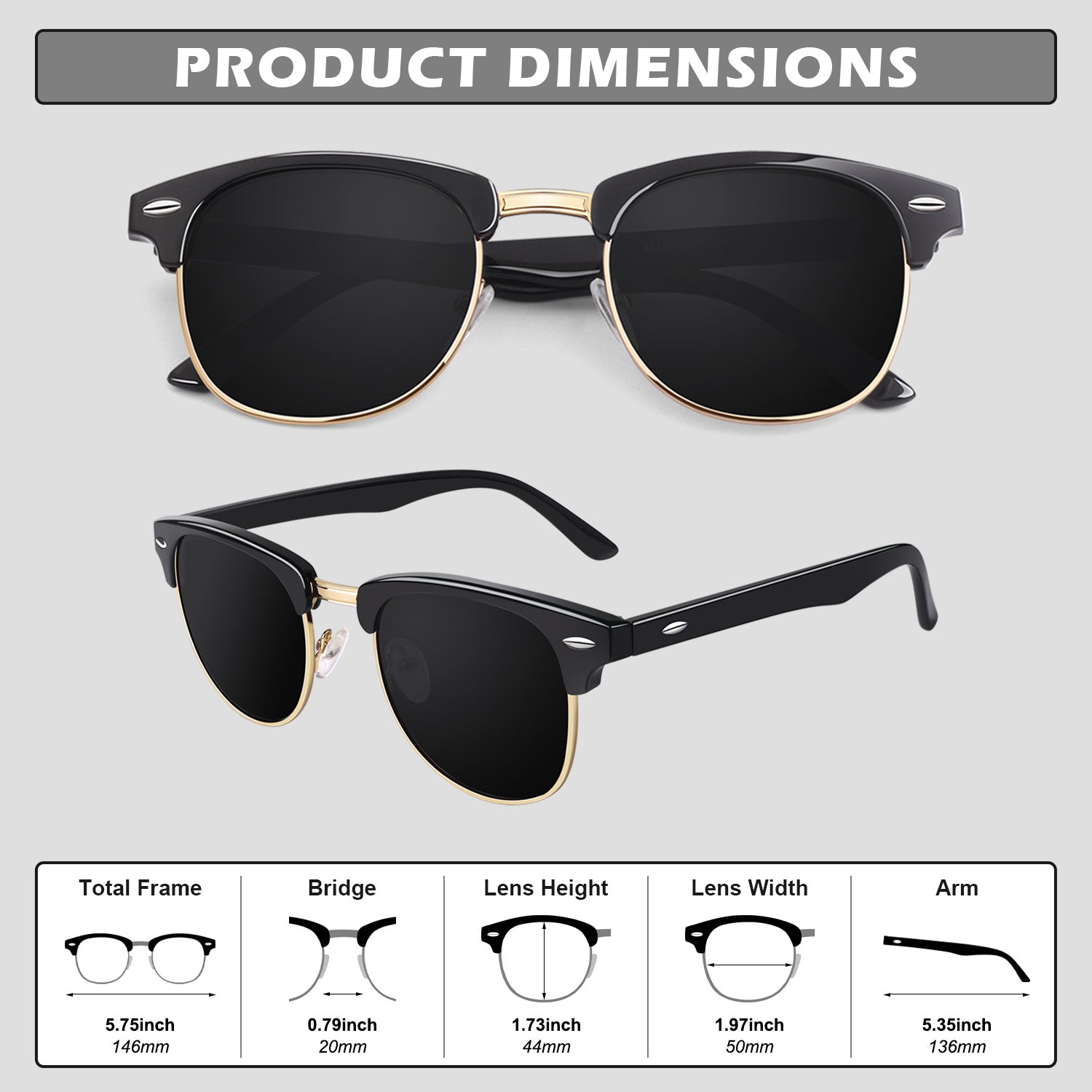 Retro Semi-Rimless Polarized Sunglasses MJ56