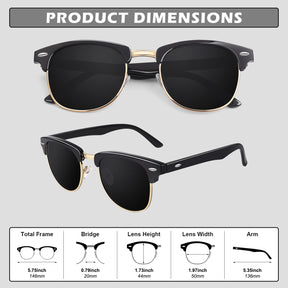 Retro Semi-Rimless Polarized Sunglasses MJ56