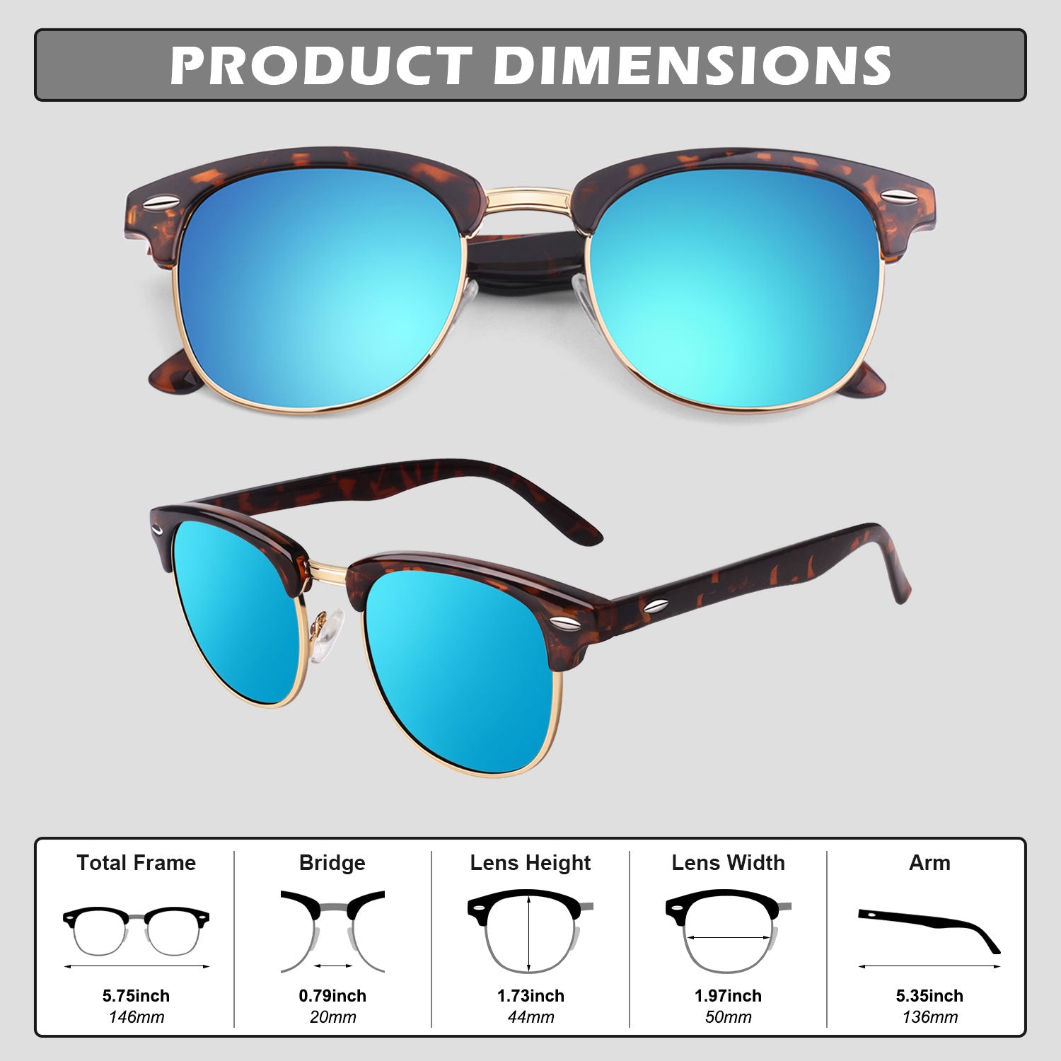 Retro Semi-Rimless Polarized Sunglasses MJ56