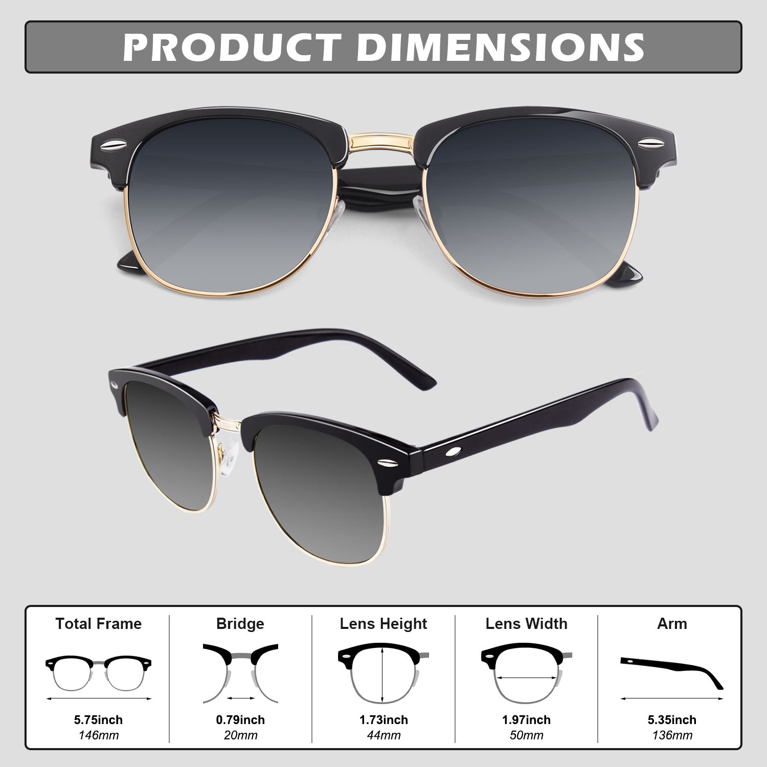 Retro Semi-Rimless Polarized Sunglasses MJ56