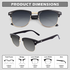 Retro Semi-Rimless Polarized Sunglasses MJ56
