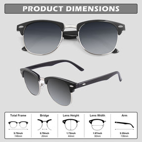 Retro Semi-Rimless Polarized Sunglasses MJ56