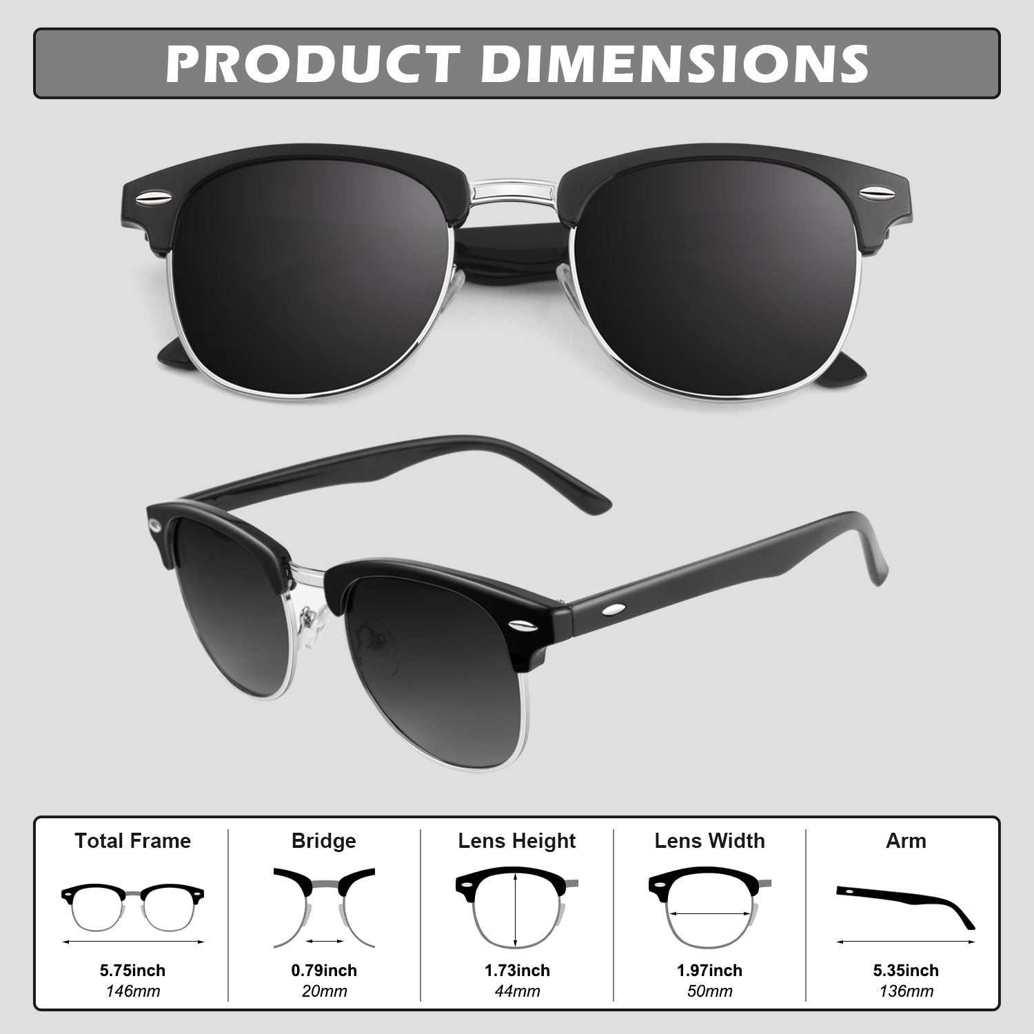 Retro Semi-Rimless Polarized Sunglasses MJ56