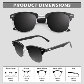 Retro Semi-Rimless Polarized Sunglasses MJ56