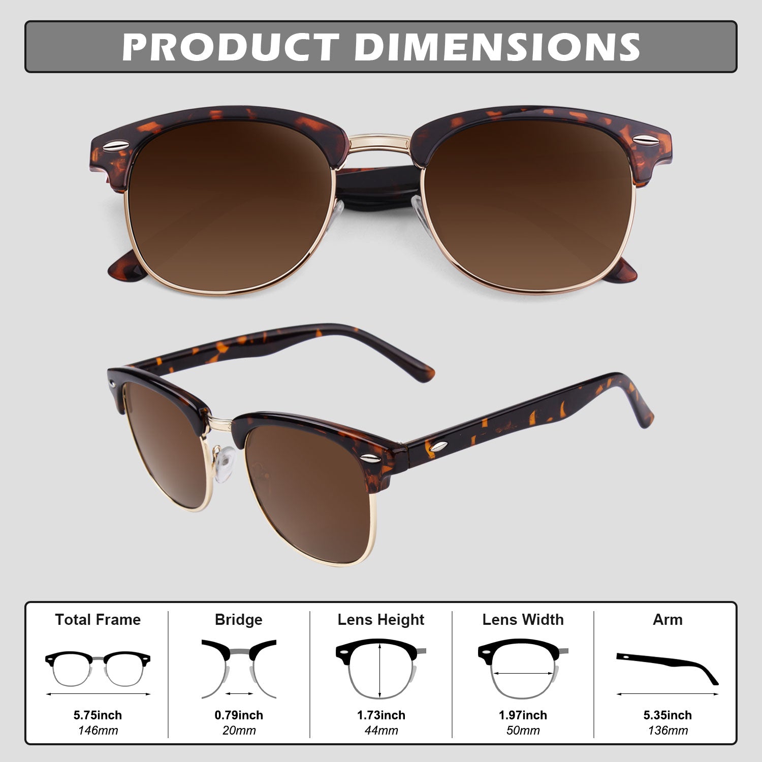 Retro Semi-Rimless Polarized Sunglasses MJ56
