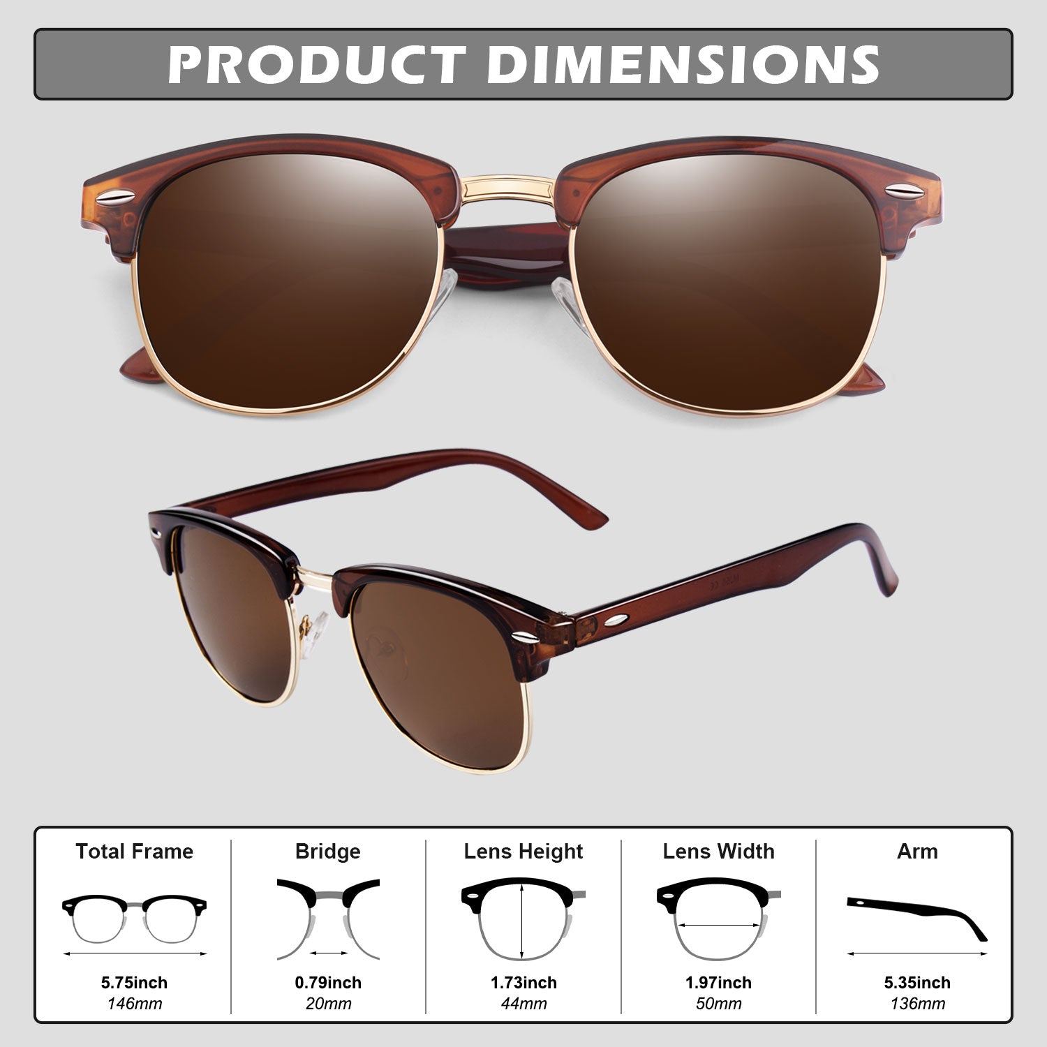 Retro Semi-Rimless Polarized Sunglasses MJ56