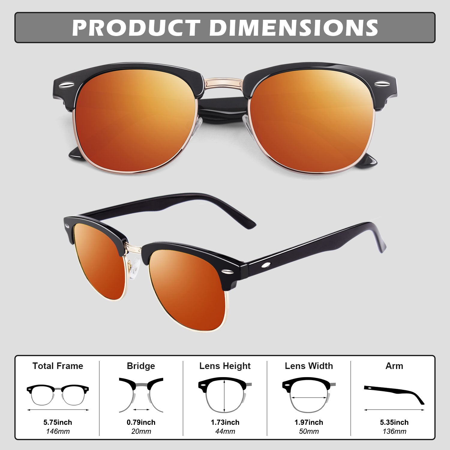 Retro Semi-Rimless Polarized Sunglasses MJ56