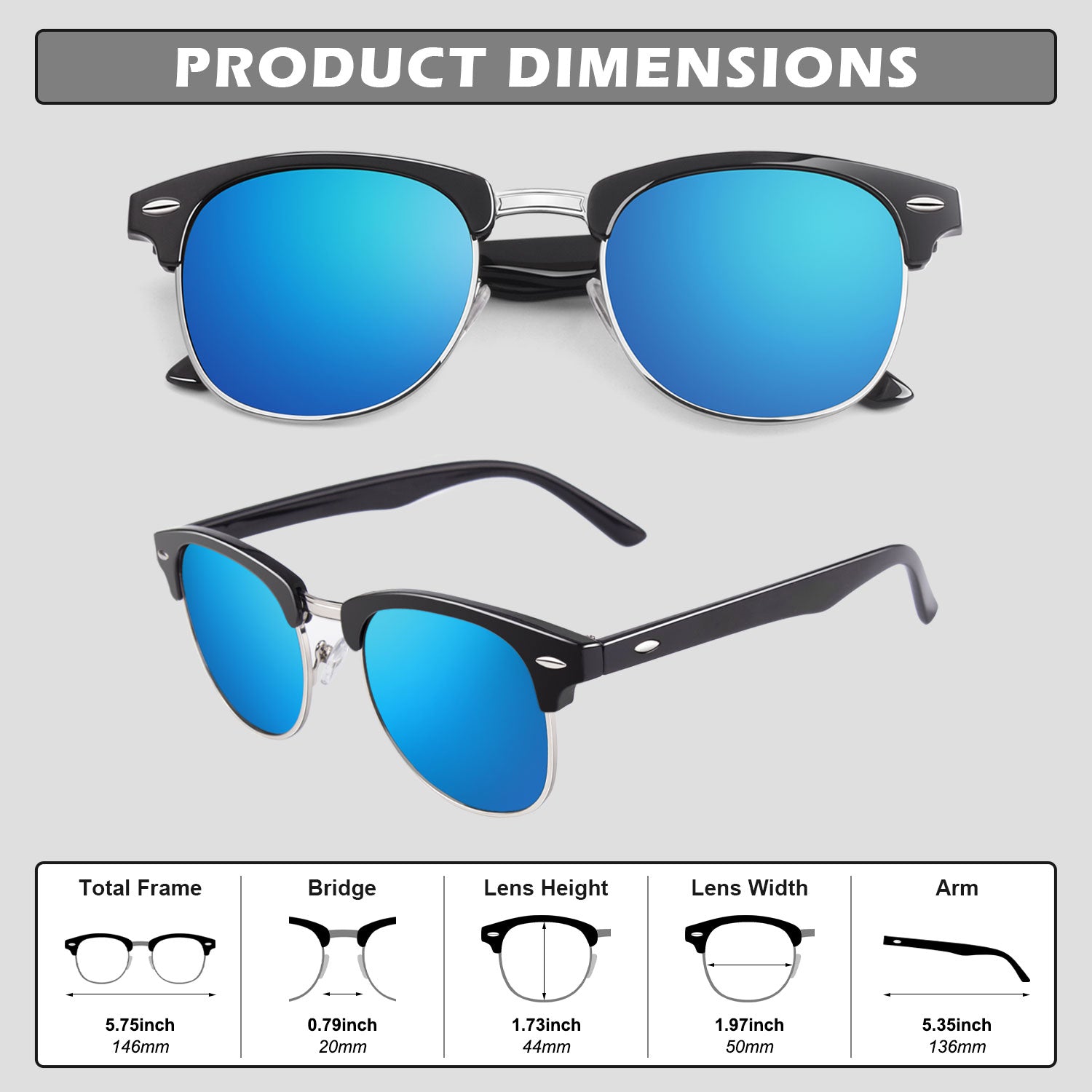 Retro Semi-Rimless Polarized Sunglasses MJ56
