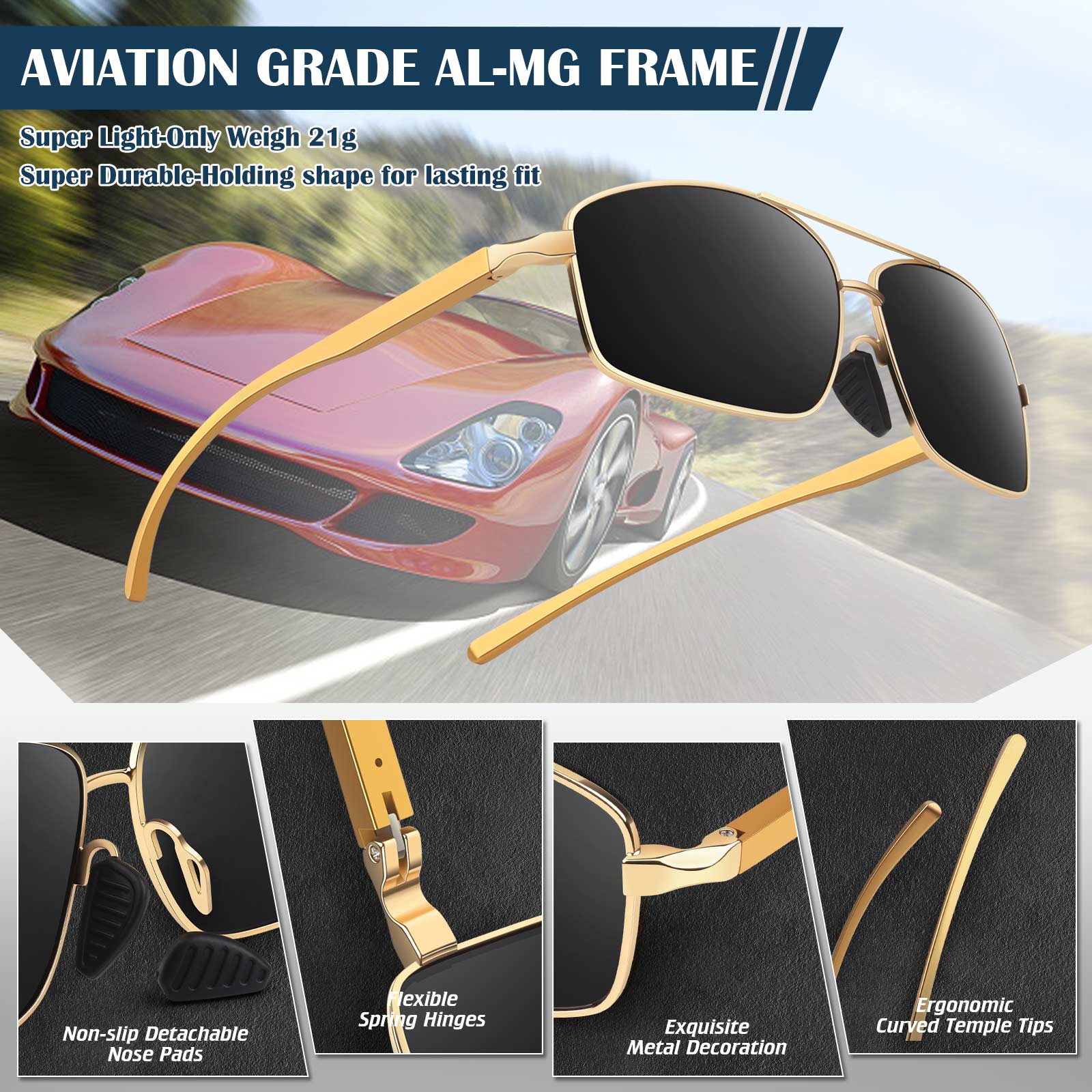Polygon Aviator Sunglasses MJ2458