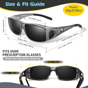Fit Over Wrap Sunglasses Polarized Lens Wear Over Eyeglasses TJ2501