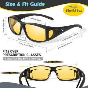 Night Vision Glasses, Fit Over Glasses, Wrap-Around Design TJ2501