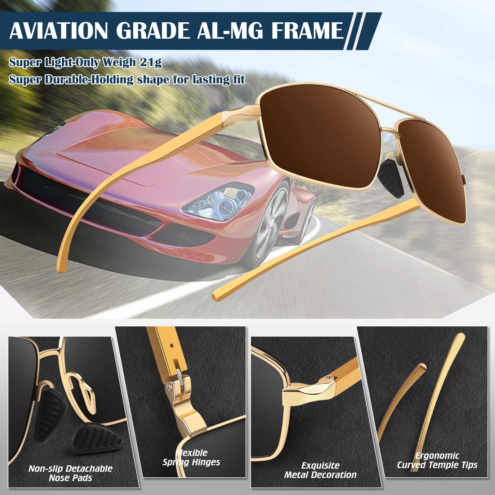 Polygon Aviator Sunglasses MJ2458
