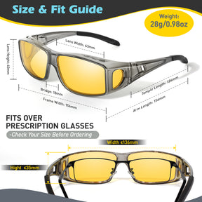 Night Vision Glasses, Fit Over Glasses, Wrap-Around Design TJ2501