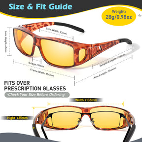 Night Vision Glasses, Fit Over Glasses, Wrap-Around Design TJ2501