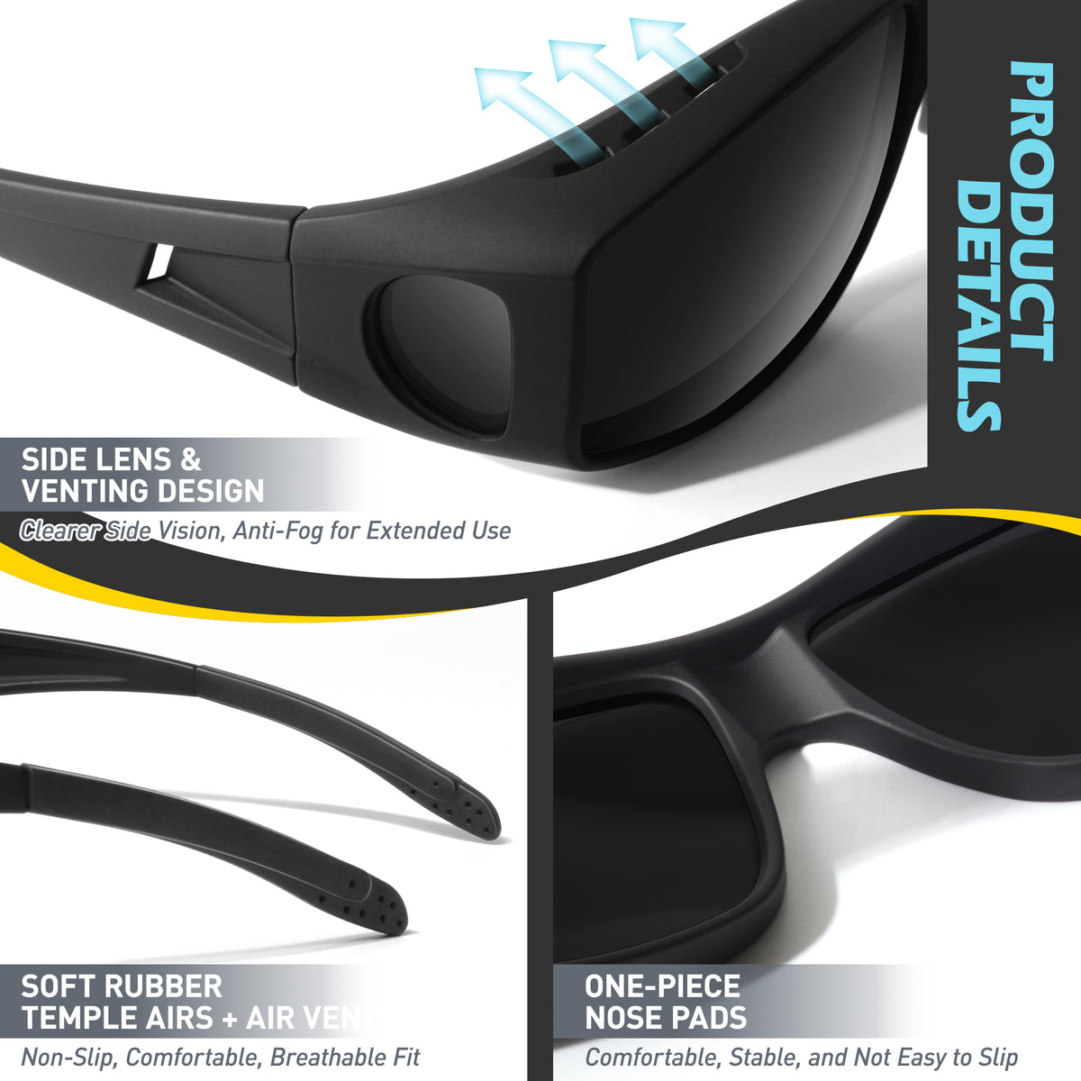 Fit Over Wrap Sunglasses Polarized Lens Wear Over Eyeglasses TJ2501