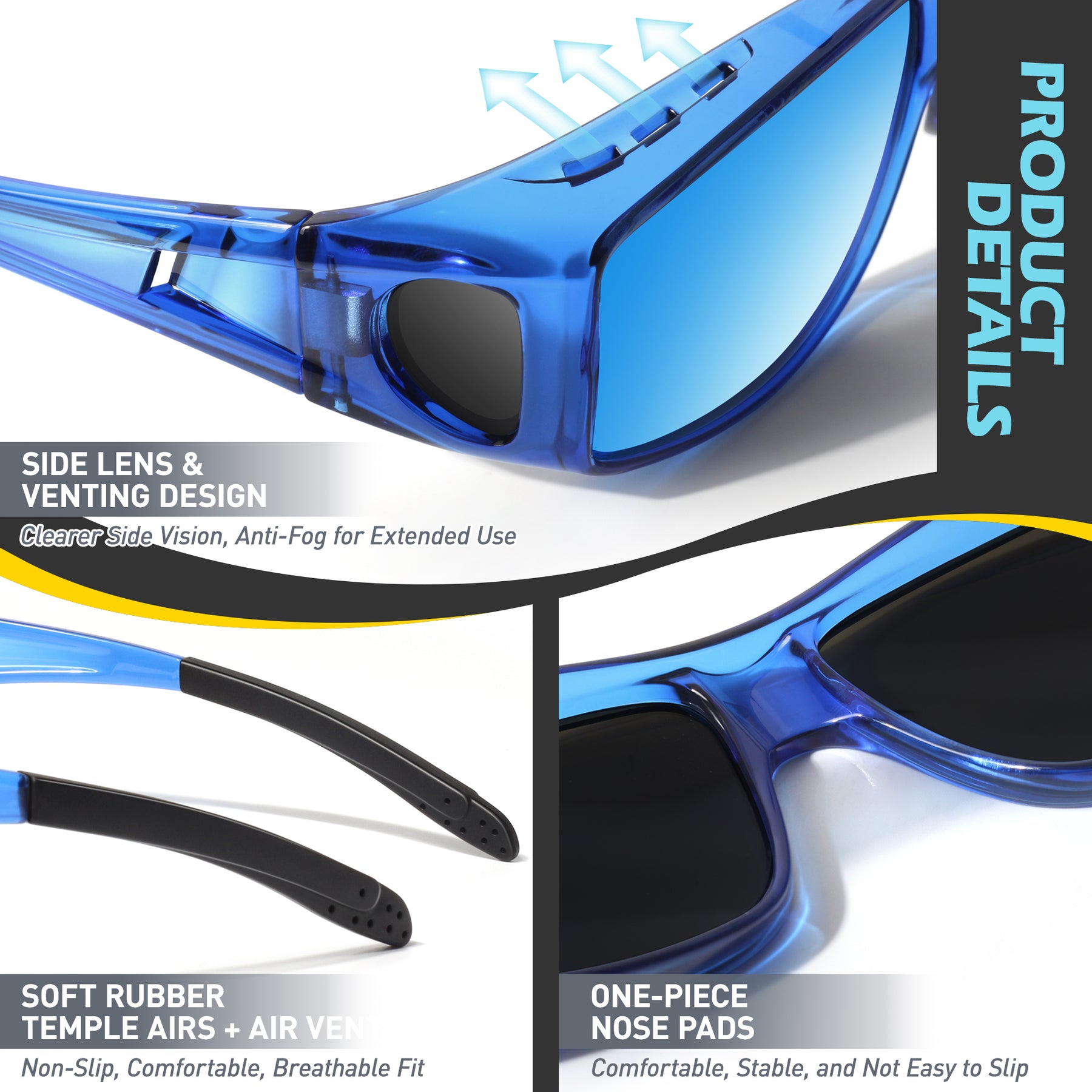Fit Over Wrap Sunglasses Polarized Lens Wear Over Eyeglasses TJ2501