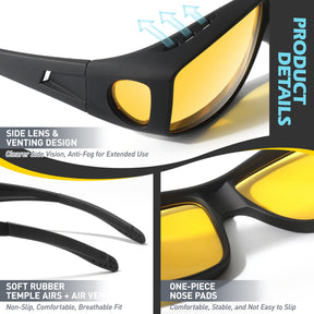 Night Vision Glasses, Fit Over Glasses, Wrap-Around Design TJ2501