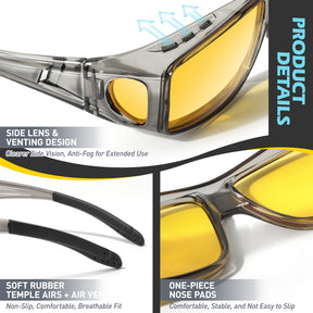 Night Vision Glasses, Fit Over Glasses, Wrap-Around Design TJ2501