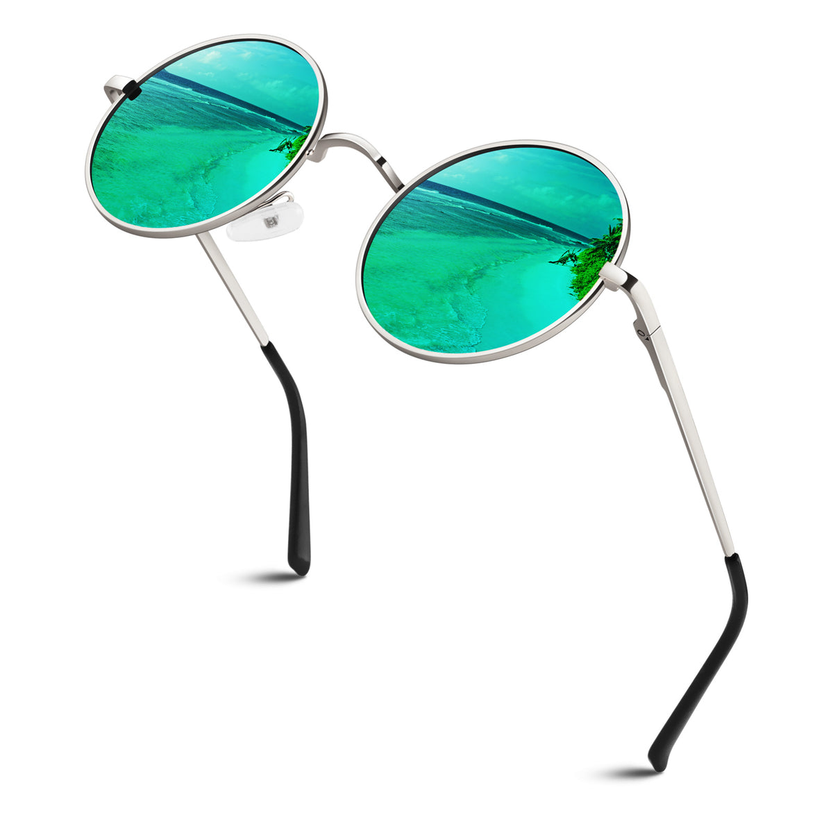 #Color_Silver Frame Mirrored Green Lens