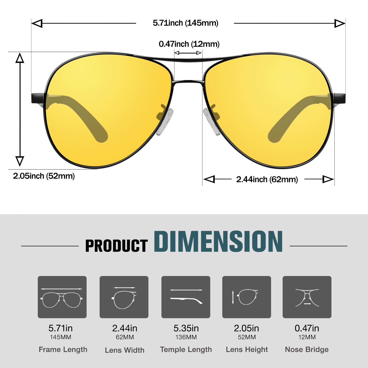 Aviator Night Vision  Glasses Sunglasses MJ161