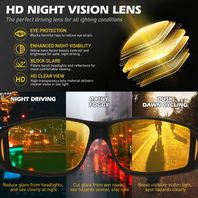 Night Vision Glasses, Fit Over Glasses, Wrap-Around Design TJ2501